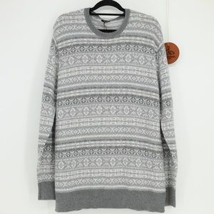 RAILS Carlisle Silver Icicle Crewneck Sweater Size XL Wool Blend Fair‎ Isle Grey
